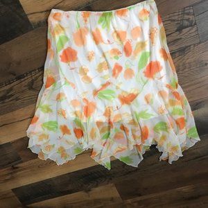 Beautiful Orange & Green Floral Skirt w/Lining